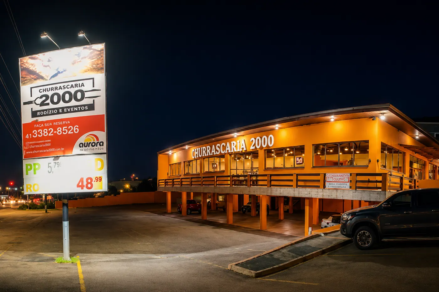 Fachada da Churrascaria 2000 em São José dos Pinhais